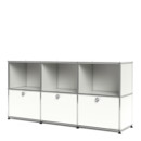 USM Haller Sideboard 50, individualisierbar, Reinweiß RAL 9010, Offen, Mit 3 Klappen