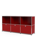 USM Haller Sideboard 50, individualisierbar, USM rubinrot, Offen, Mit 3 Klappen