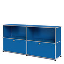 USM Haller Sideboard L, individualisierbar, Enzianblau RAL 5010, Offen, Mit 2 Klappen