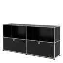 USM Haller Sideboard L, individualisierbar, Graphitschwarz RAL 9011, Offen, Mit 2 Klappen