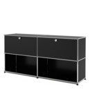 USM Haller Sideboard L, individualisierbar, Graphitschwarz RAL 9011, Mit 2 Klappen, Offen