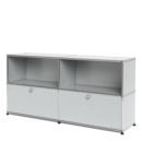 USM Haller Sideboard L, individualisierbar, Lichtgrau RAL 7035, Offen, Mit 2 Klappen