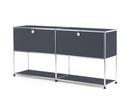 USM Haller Sideboard L mit 2 Klappen, unten Struktur, Anthrazitgrau RAL 7016