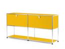 USM Haller Sideboard L mit 2 Klappen, unten Struktur, Goldgelb RAL 1004