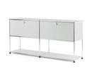 USM Haller Sideboard L mit 2 Klappen, unten Struktur, Lichtgrau RAL 7035