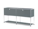 USM Haller Sideboard L mit 2 Klappen, unten Struktur, Mittelgrau RAL 7005