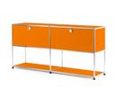 USM Haller Sideboard L mit 2 Klappen, unten Struktur, Reinorange RAL 2004