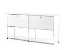 USM Haller Sideboard L mit 2 Klappen, unten Struktur, Reinweiß RAL 9010