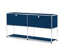 USM Haller Sideboard L mit 2 Klappen, unten Struktur, Stahlblau RAL 5011