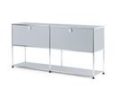 USM Haller Sideboard L mit 2 Klappen, unten Struktur, USM mattsilber