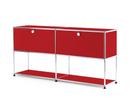 USM Haller Sideboard L mit 2 Klappen, unten Struktur, USM rubinrot