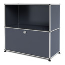 USM Haller Sideboard M, individualisierbar, Anthrazitgrau RAL 7016, Offen, Mit Klappe