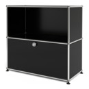 USM Haller Sideboard M, individualisierbar, Graphitschwarz RAL 9011, Offen, Mit Klappe