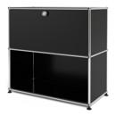 USM Haller Sideboard M, individualisierbar, Graphitschwarz RAL 9011, Mit Klappe, Offen