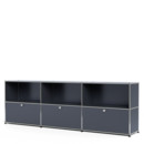 USM Haller Sideboard XL, individualisierbar, Anthrazitgrau RAL 7016, Offen, Mit 3 Klappen