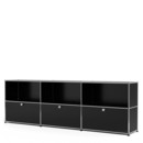 USM Haller Sideboard XL, individualisierbar, Graphitschwarz RAL 9011, Offen, Mit 3 Klappen