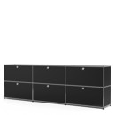 USM Haller Sideboard XL, individualisierbar, Graphitschwarz RAL 9011, Mit 3 Klappen, Mit 3 Klappen