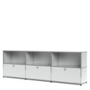 USM Haller Sideboard XL, individualisierbar, USM mattsilber, Offen, Mit 3 Klappen