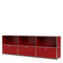 USM Haller Sideboard XL, individualisierbar, USM rubinrot, Offen, Mit 3 Klappen