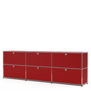 USM Haller Sideboard XL, individualisierbar, USM rubinrot, Mit 3 Klappen, Mit 3 Klappen