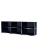 USM Haller Sideboard XL, individualisierbar, Stahlblau RAL 5011, Offen, Offen