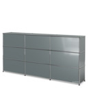 USM Haller Theke Typ 1, Mittelgrau RAL 7005, 225 cm (3 Elemente), 35 cm