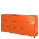 USM Haller Theke Typ 1, Reinorange RAL 2004, 225 cm (3 Elemente), 50 cm