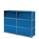 USM Haller Theke Typ 2 (mit Schrägtablaren), Enzianblau RAL 5010, 150 cm (2 Elemente), 35 cm