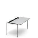 USM Haller Tisch Advanced, 150 x 75 cm, 02-Kunstharz perlgrau, Klappe rechts