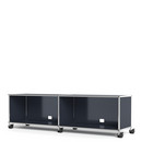 USM Haller TV-/HiFi-Lowboard, individualisierbar, Anthrazitgrau RAL 7016, Mit 2 Klappen, Mit Kabeldurchlass unten mittig