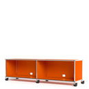 USM Haller TV-/Hi-Fi-Lowboard, individualisierbar, Reinorange RAL 2004, Offen, Mit Kabeldurchlass unten mittig