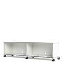 USM Haller TV-/HiFi-Lowboard, individualisierbar, Reinweiß RAL 9010, Offen, Mit Kabeldurchlass unten mittig