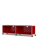 USM Haller TV-/HiFi-Lowboard, individualisierbar, USM rubinrot, Mit 2 Klappen, Mit Kabeldurchlass oben mittig