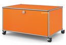 USM Haller TV-Lowboard auf Rollen, Mit Klapptür und Rückwand, Reinorange RAL 2004