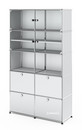 USM Haller Vitrinenschrank, Doppelt (H 179 x B 103 x T 38 cm), USM mattsilber, Kein Schloss