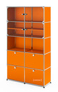 USM Haller Vitrinenschrank, Doppelt (H 179 x B 103 x T 38 cm), Reinorange RAL 2004, Alle Fächer mit Schloss