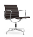Aluminium Chair EA 107 / EA 108, EA 107 - nicht drehbar, Poliert, Leder, Chocolate