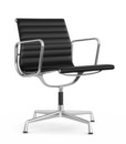 Aluminium Chair EA 107 / EA 108, EA 108 - drehbar, Poliert, Leder (Standard), Nero