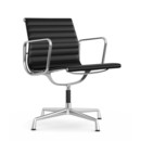 Aluminium Chair EA 107 / EA 108, EA 107 - nicht drehbar, Poliert, Leder Premium F, Nero