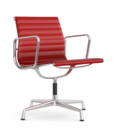 Aluminium Chair EA 107 / EA 108, EA 107 - nicht drehbar, Poliert, Leder, Rot