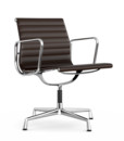 Aluminium Chair EA 107 / EA 108, EA 107 - nicht drehbar, Verchromt, Leder (Standard), Kastanie