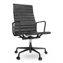 Aluminium Chair EA 119, Aluminium tiefschwarz pulverbeschichtet, Leder Premium F, Nero