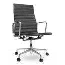 Aluminium Chair EA 119, Poliert, Leder Premium F, Nero