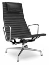 Aluminium Chair EA 124, Poliert, Leder, Nero