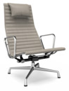 Aluminium Chair EA 124, Poliert, Leder, Sand