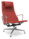 Aluminium Chair EA 124, Verchromt, Leder, Rot