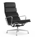 Soft Pad Chair EA 222, Untergestell poliert, Leder Standard nero, Plano nero