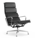 Soft Pad Chair EA 222, Untergestell verchromt, Leder Standard asphalt, Plano dunkelgrau