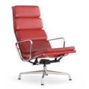 Soft Pad Chair EA 222, Untergestell verchromt, Leder Premium F rot, Plano poppy red