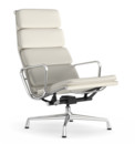 Soft Pad Chair EA 222, Untergestell verchromt, Leder Standard snow, Plano weiß